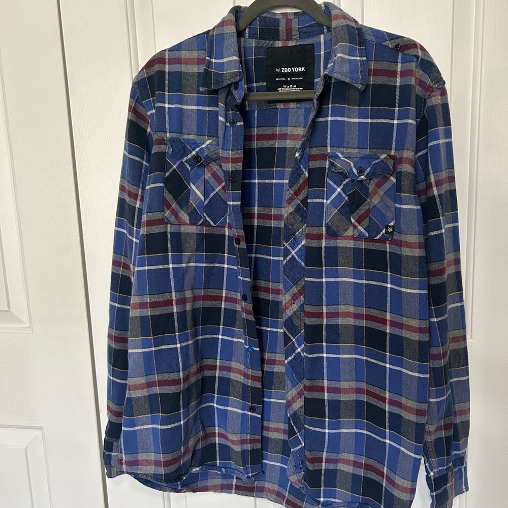 Izod Blue Plaid Flannel Shirt